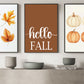 Set Of 3 Autumn Canvas Painting, Hello Fall Thanksgiving Poster Gift, Thankful Wall Art Decor