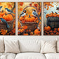 Set Of 3 Autumn Canvas Painting, Thankful Wall Art Decor, Whispers Of Fall Thanksgiving Poster Gift