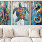 Set Of 3 Sea Animals Canvas Painting, Coastal Marine Life Wall Art Decor, Poster Gift For Ocean Animal Lovers