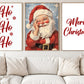 Set Of 3 Ho Ho Ho Christmas, Santa Christmas Canvas Painting, Xmas Wall Art Decor, Christmas Poster Gift