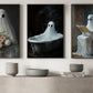 Set Of 3 The Everyday Afterlife, Ghost Canvas Painting, Spooky Season Wall Art Decor, Halloween Poster Gift For Ghost Lovers