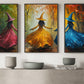 Set Of 3 The Enchanted Dance Of Seasons, Witches Canvas Painting, Spooky Season Wall Art Decor, Halloween Poster Gift For Witch Lovers