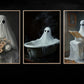 Set Of 3 The Everyday Afterlife, Ghost Canvas Painting, Spooky Season Wall Art Decor, Halloween Poster Gift For Ghost Lovers