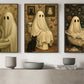Set Of 3 Halloween Boo Cat Canvas Painting, Spooky Bathroom Chronicles Wall Art Decor, Poster Gift For Ghost Lovers, Cat Lovers