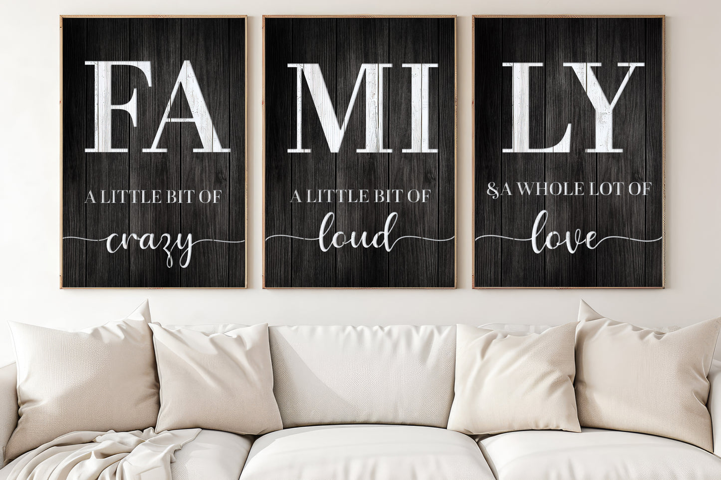 Set Of 3 Celebrating Family Canvas Painting, Crazy, Loud, and Loving Family Moments Wall Art Decor, Family Poster Gift