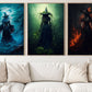 Set Of 3 Witches Halloween Canvas Painting, Wall Art Decor - Spooky Wiches Halloween Poster Print