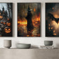 Set Of 3 Witch, Bat and Haunt, Witches Canvas Painting, Spooky Season Wall Art Decor, Halloween Poster Gift For