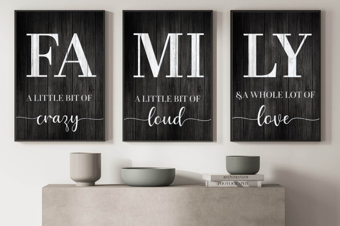 Set Of 3 Celebrating Family Canvas Painting, Crazy, Loud, and Loving Family Moments Wall Art Decor, Family Poster Gift
