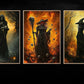 Set Of 3 A Trilogy Of Terror, Witches Canvas Painting, Spooky Season Wall Art Decor, Halloween Poster Gift For Witch Lovers