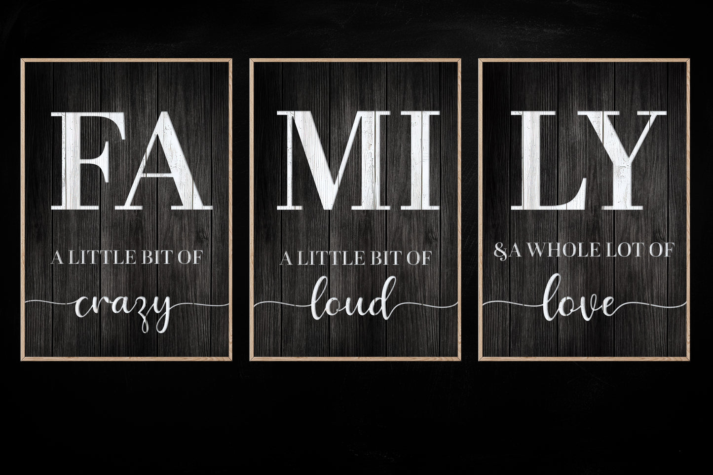 Set Of 3 Celebrating Family Canvas Painting, Crazy, Loud, and Loving Family Moments Wall Art Decor, Family Poster Gift