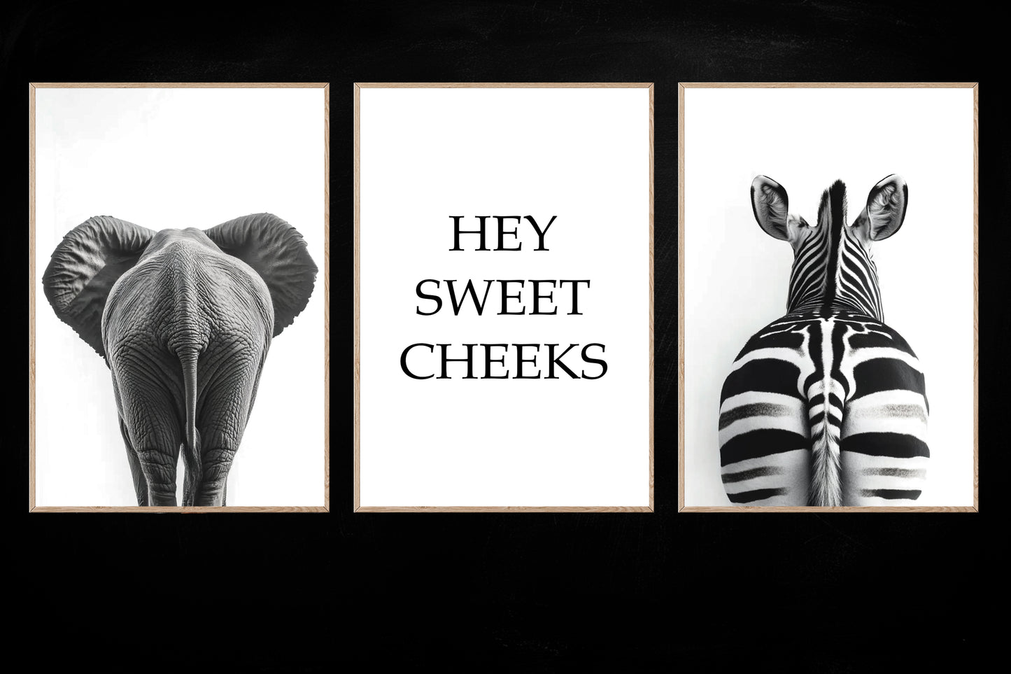 Funny Set Of 3 Bathroom Canvas Painting, Hey Sweet Cheeks Toilet Wall Art Decor, Restroom Poster Gift