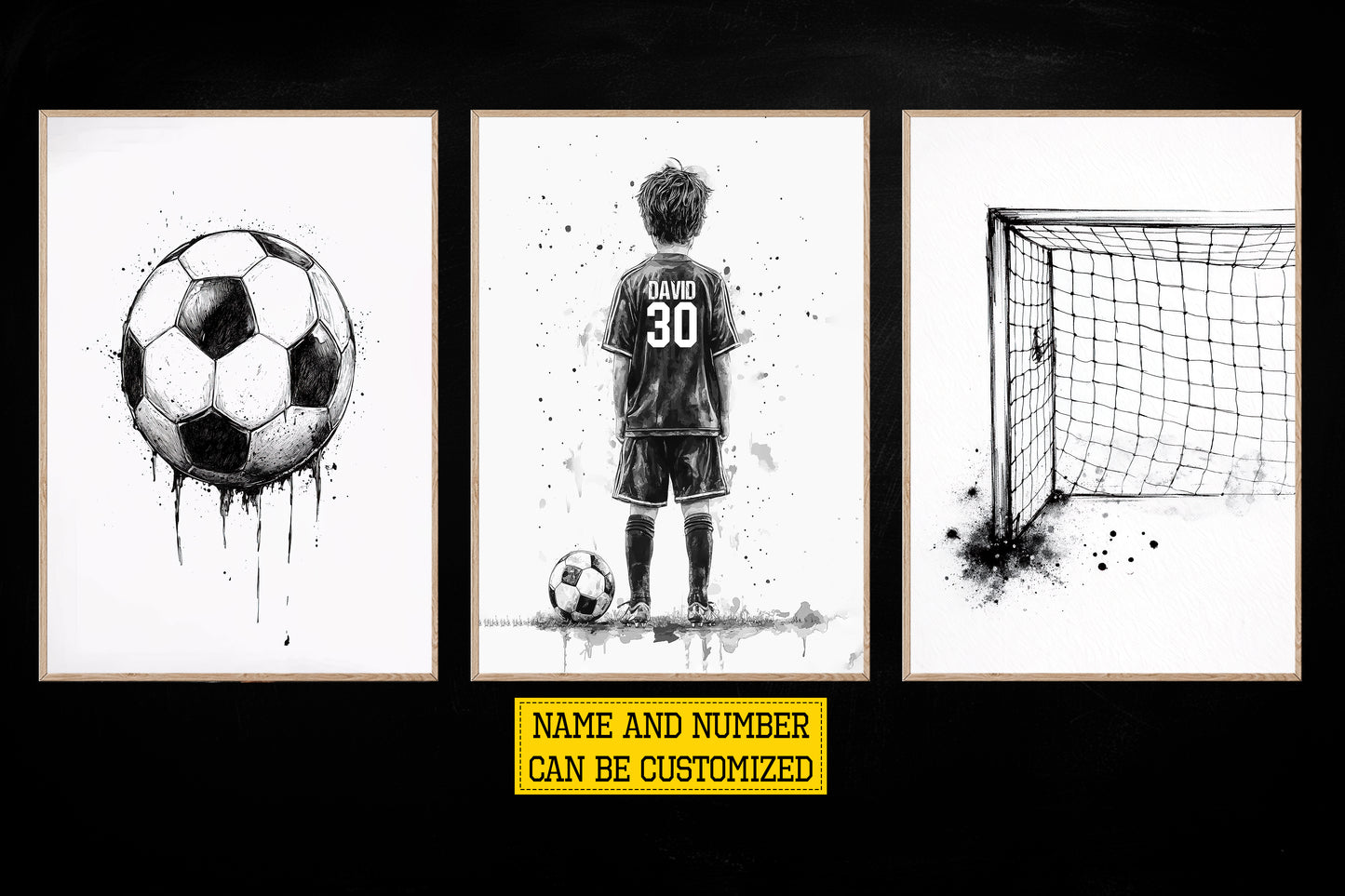 Personalized Set Of 3 Soccer Boy Canvas Painting, Where Legends Begin Sport Wall Art Decor, Poster Gift For Soccer Lovers