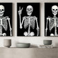 Set Of 3 Bone-A-Fide Vibes, Skeleton Canvas Painting, Spooky Season Wall Art Decor, Halloween Poster Gift For Skull Lovers