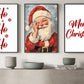 Set Of 3 Ho Ho Ho Christmas, Santa Christmas Canvas Painting, Xmas Wall Art Decor, Christmas Poster Gift