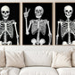 Set Of 3 Bone-A-Fide Vibes, Skeleton Canvas Painting, Spooky Season Wall Art Decor, Halloween Poster Gift For Skull Lovers