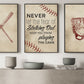 Set Of 3 Baseball Canvas Painting, Never Let The Fear Of Striking Out, Sport Wall Art Decor, Poster Gift For Baseball Lovers