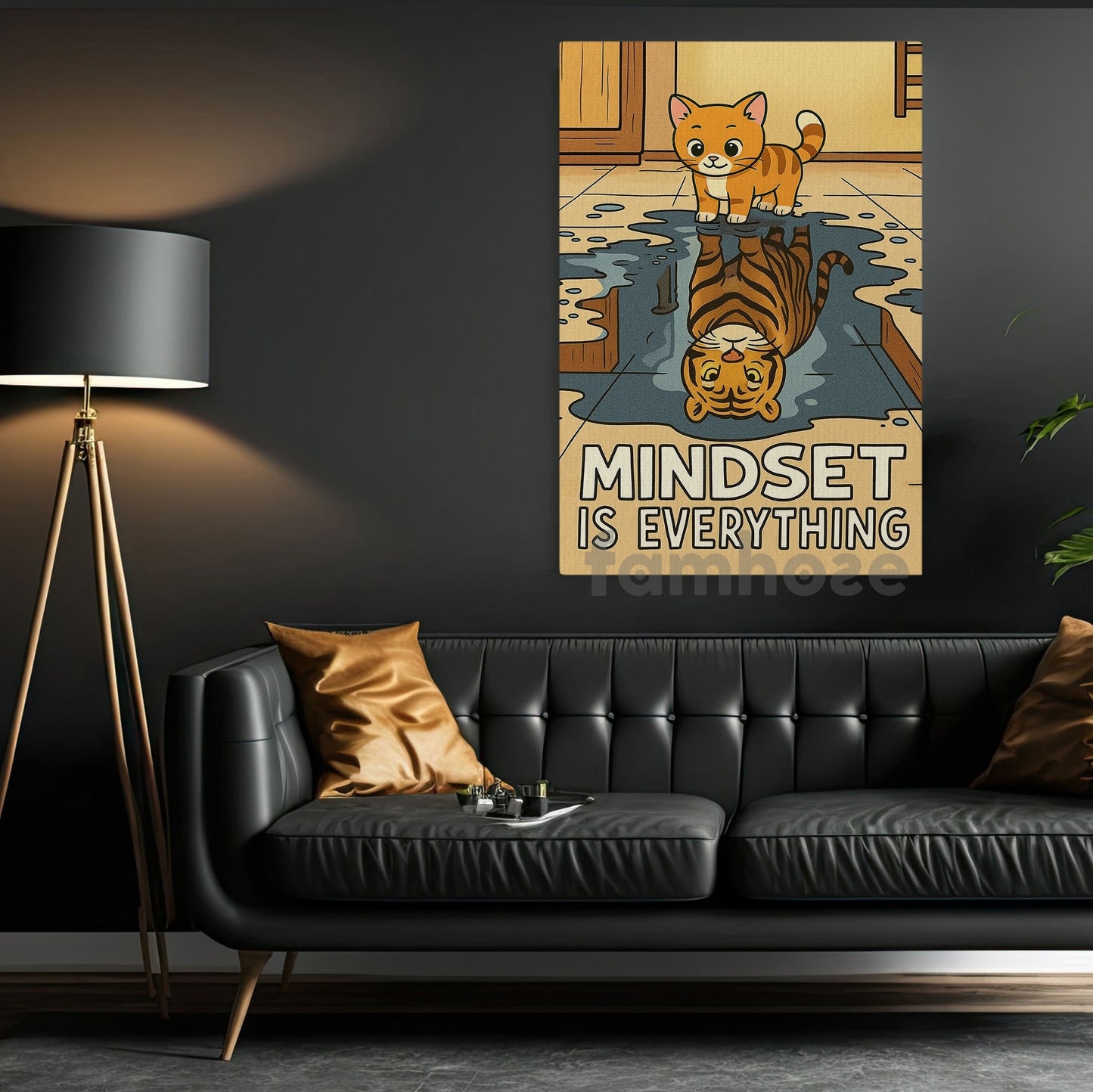 Cute Motivation Canvas Painting, Mindset Is Everything Wall Art Decor, Cartoon Style Poster Gift