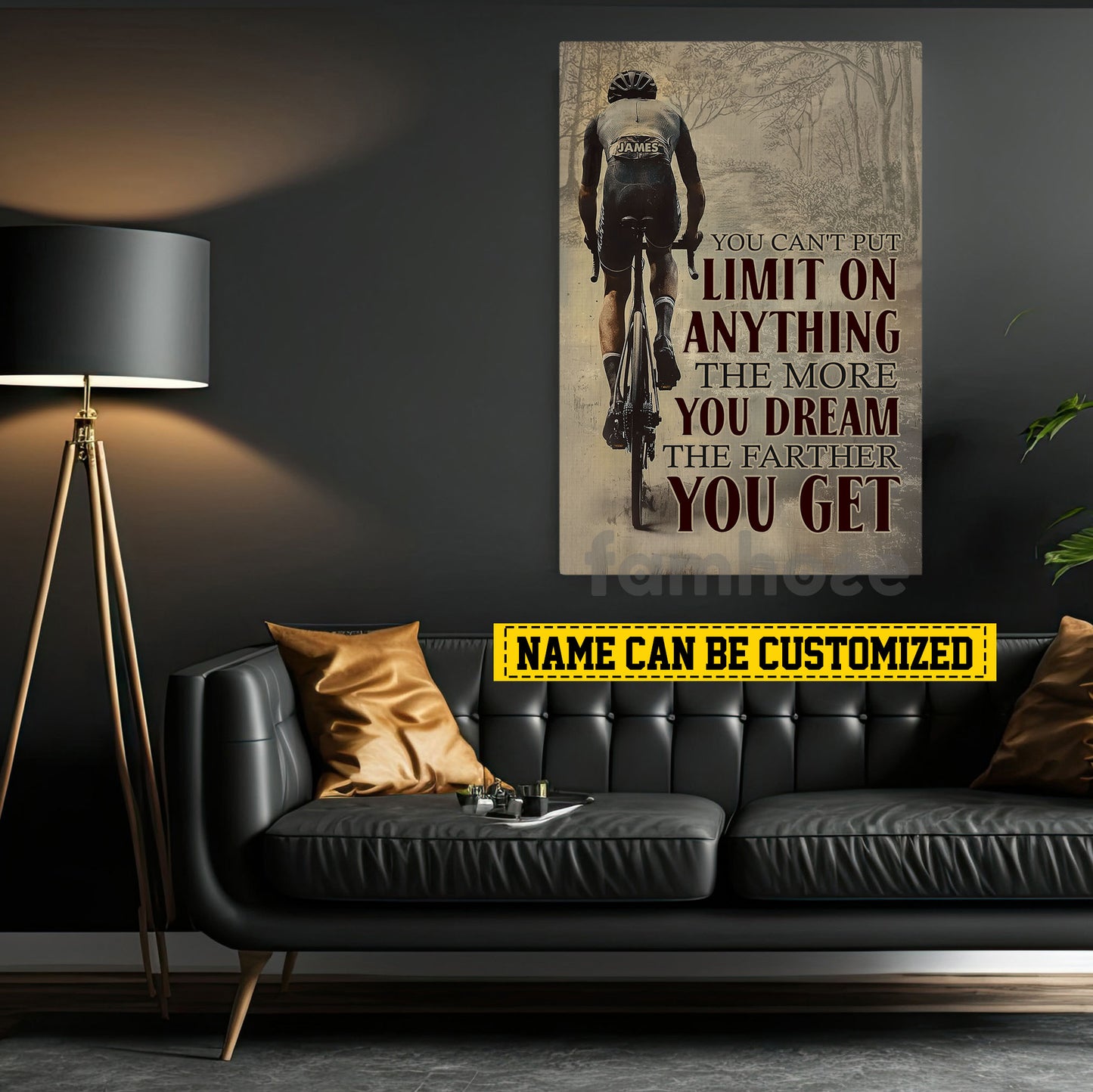 Motivational Personalized Cycling Canvas Painting, You Can't Put Limit On Anything Wall Art Decor, Poster Gift For Cycling Lovers