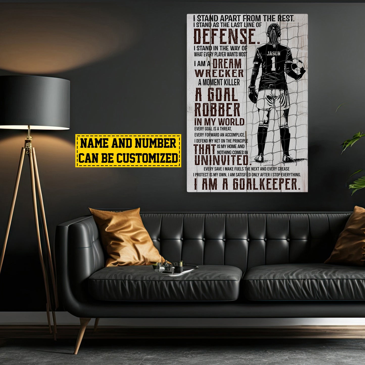 I Am A Goalkeeper, Personalized Goalkeeper Girl Canvas Painting, Sports Quotes Wall Art Decor, Poster Gift For Goalkeeper Lovers