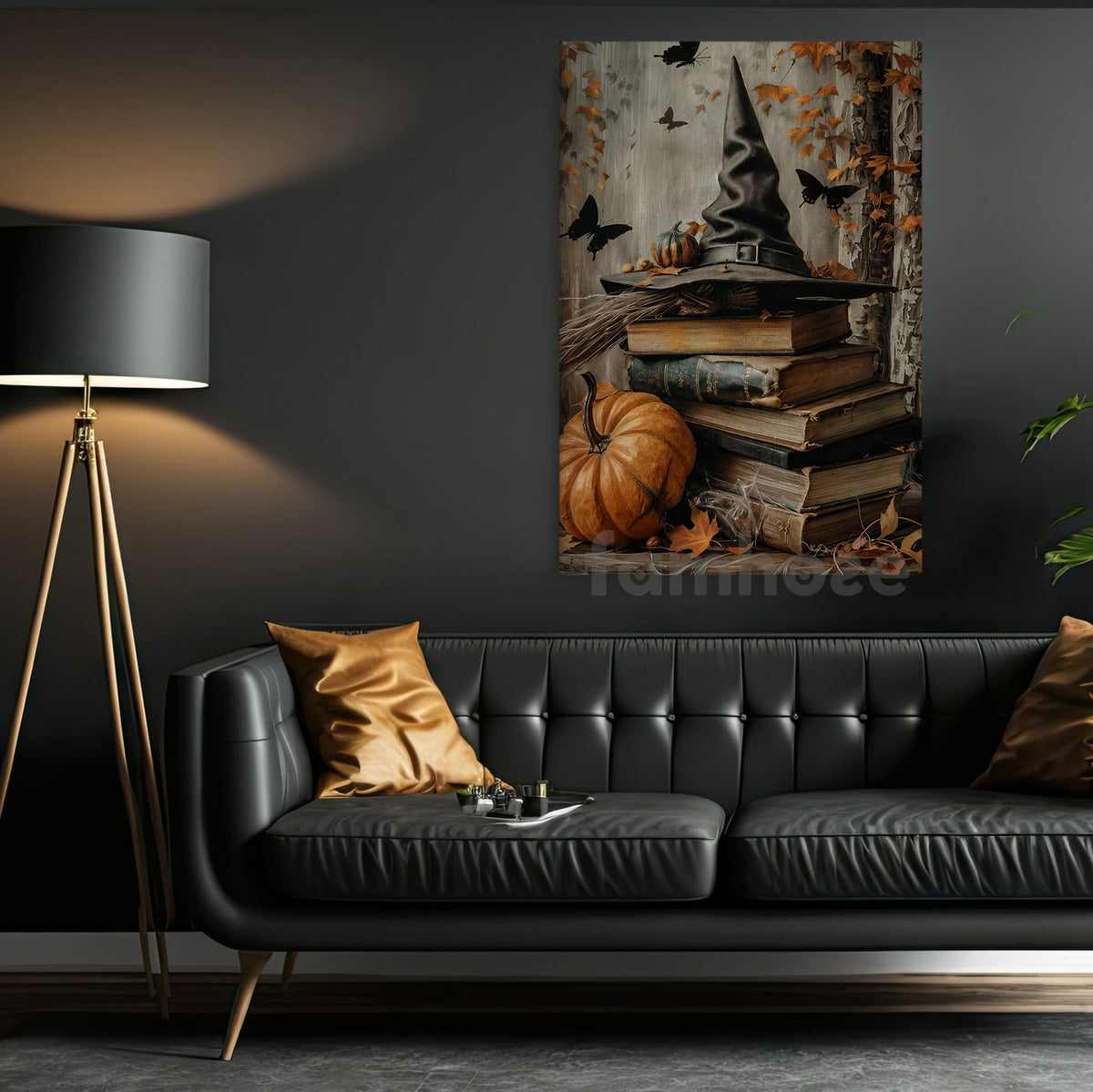 October Whispers And Witchcraft, Witches Canvas Painting, Spooky Season Wall Art Decor, Halloween Poster Gift For Witch Book Lovers