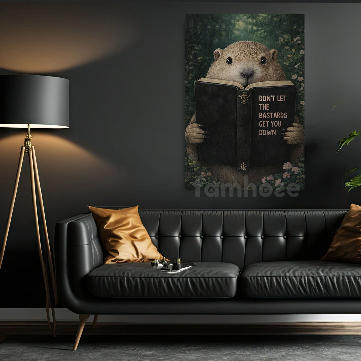 Funny Reading Canvas Painting, Don't Let The Bastards Get You Down Wall Art Decor, Poster Gift For Book Lover