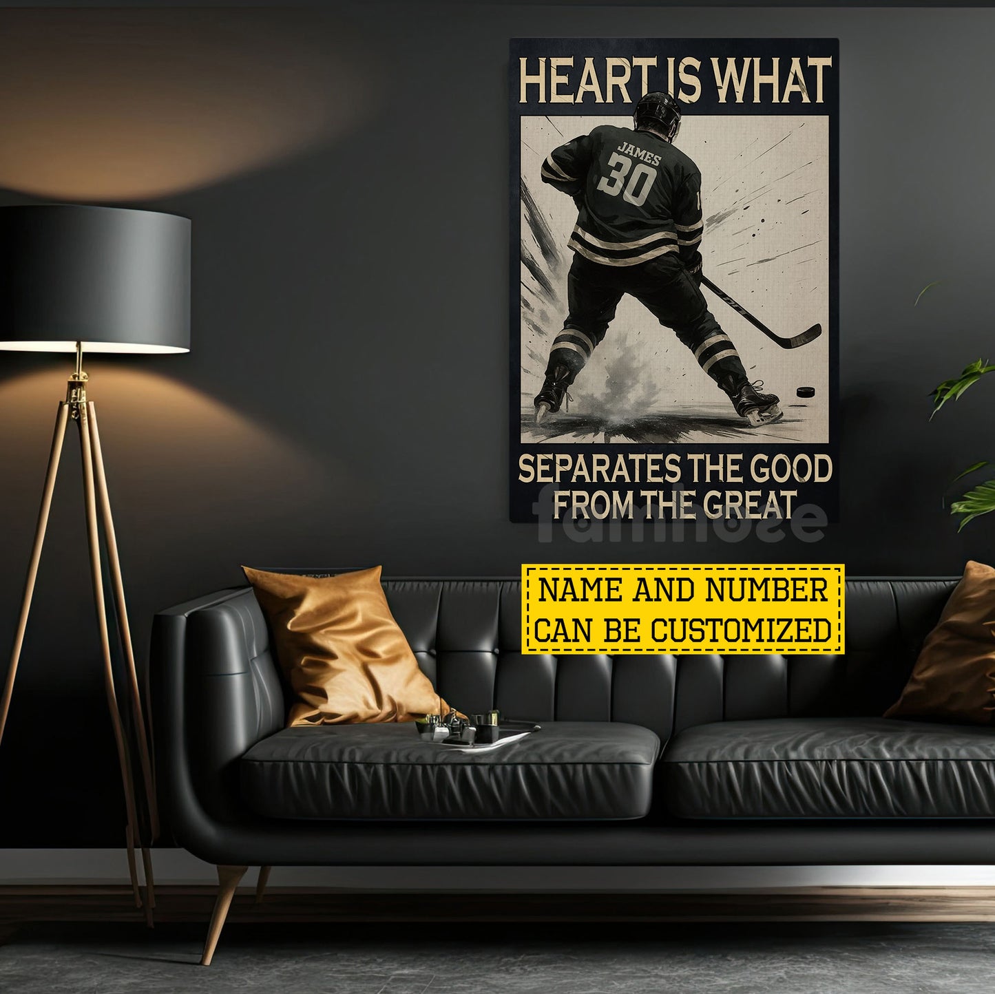 Personalized Hockey Man Canvas Painting, Heart Is What Separates Sport Wall Art Decor, Poster Gift For Hockey Lover