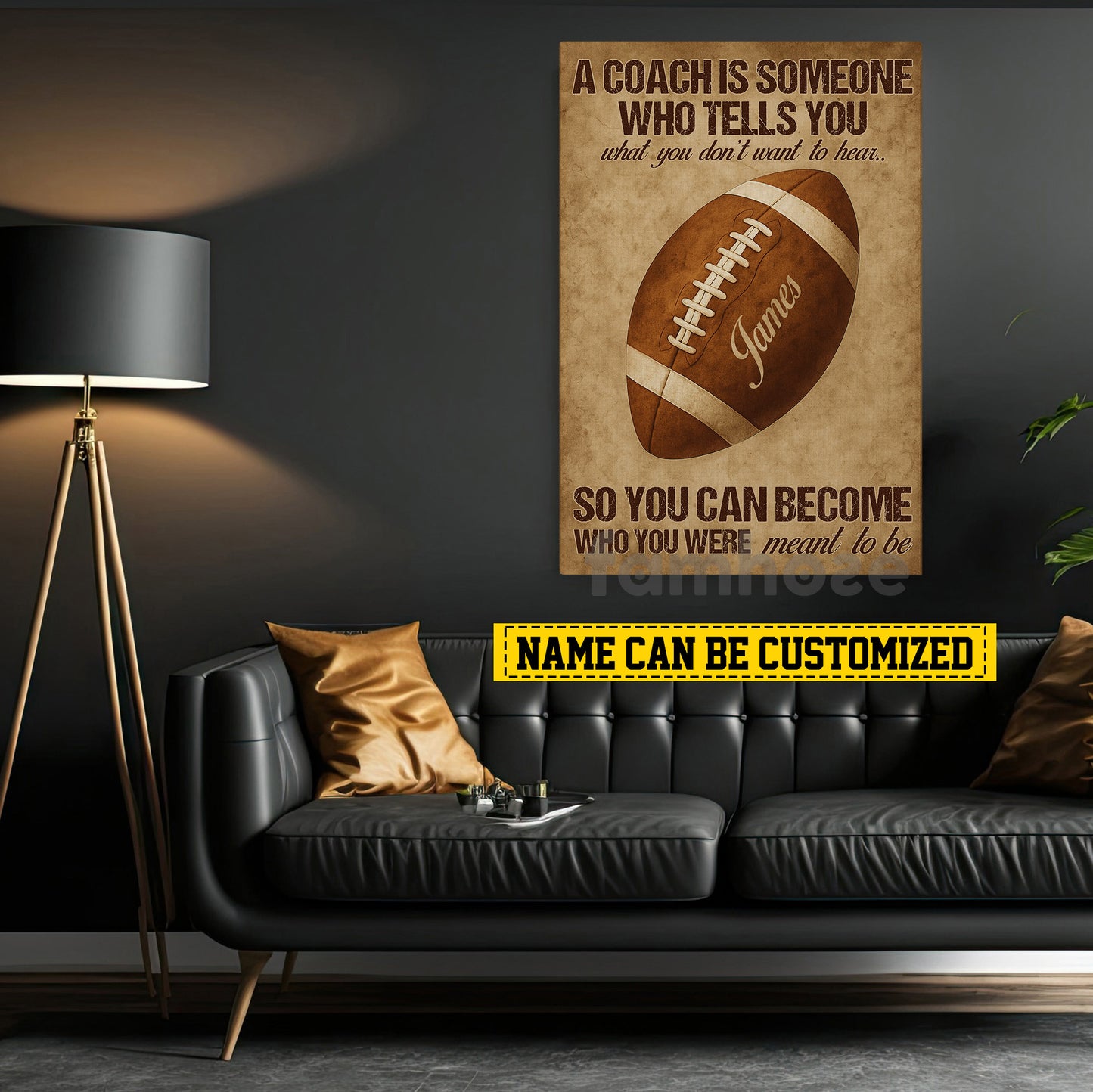 Motivational Personalized Football Coach Canvas Painting, A Coach Is Someone Who Tells You Sport Wall Art Decor, Poster Gift For Football Lovers