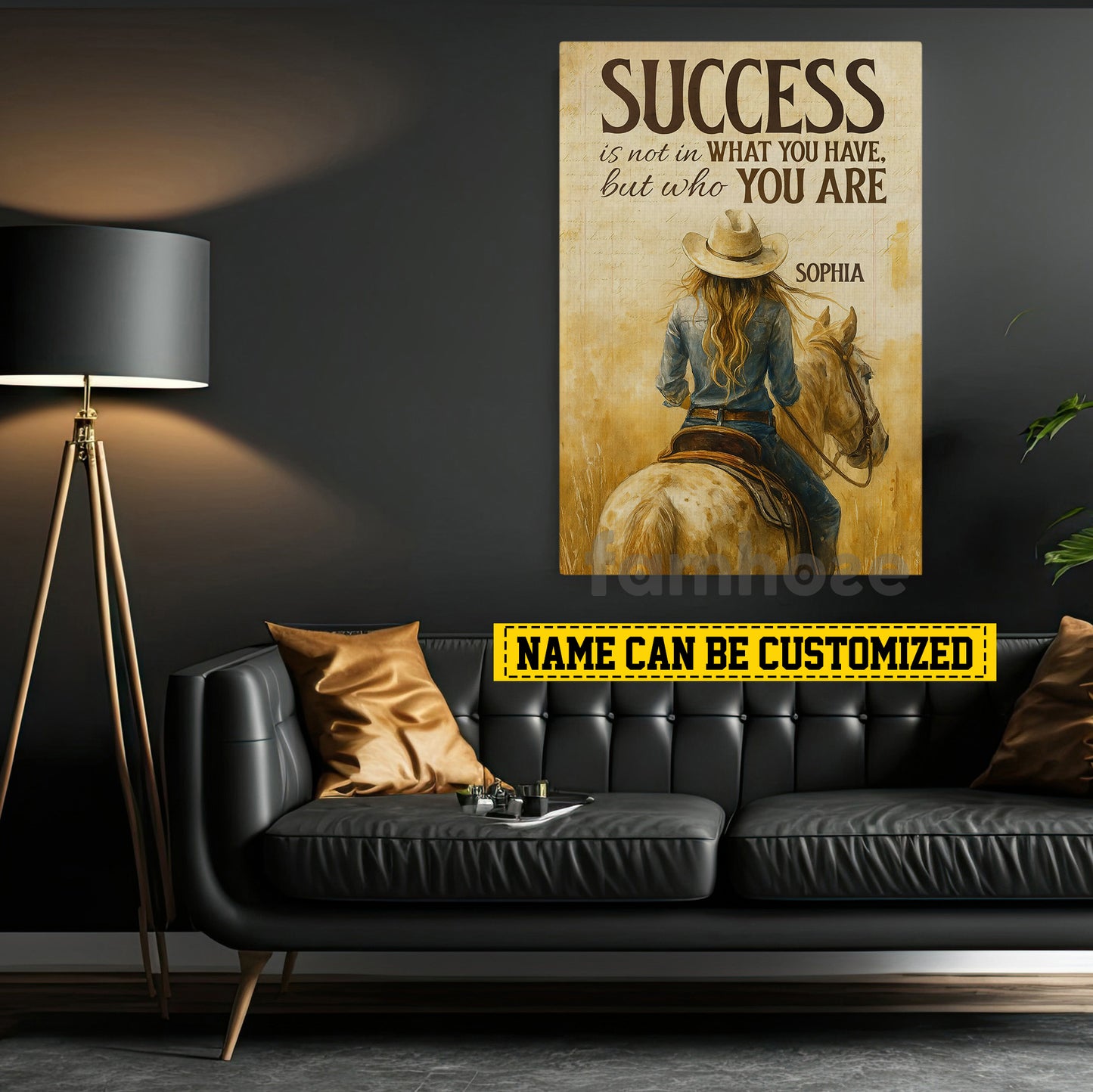 Motivational Personalized Cowgirl Canvas Painting, Success Is Not In What You Have Inspirational Quotes Wall Art Decor, Poster Gift For Cowgirl