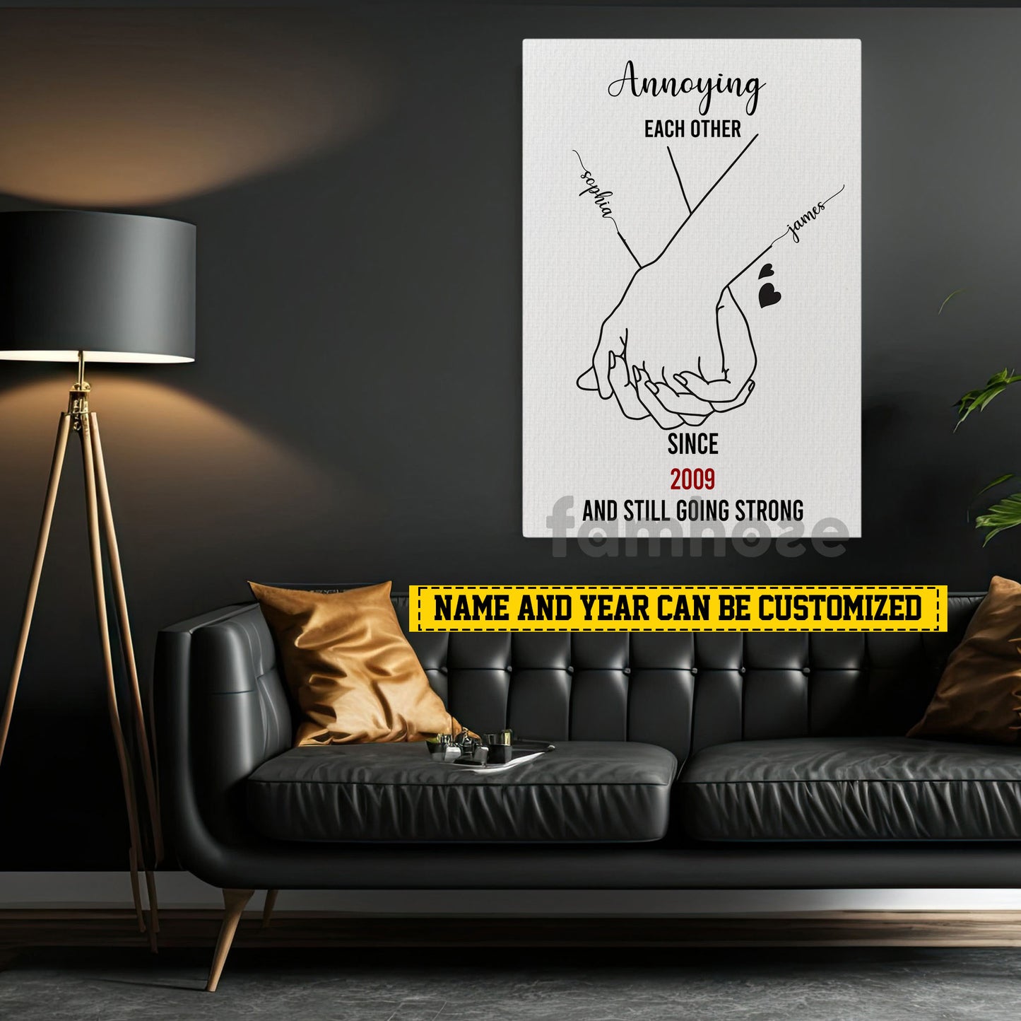 Lovely Personalized Couple Canvas Painting, Annoying Each Other Wall Art Decor, Poster Gift For Couple