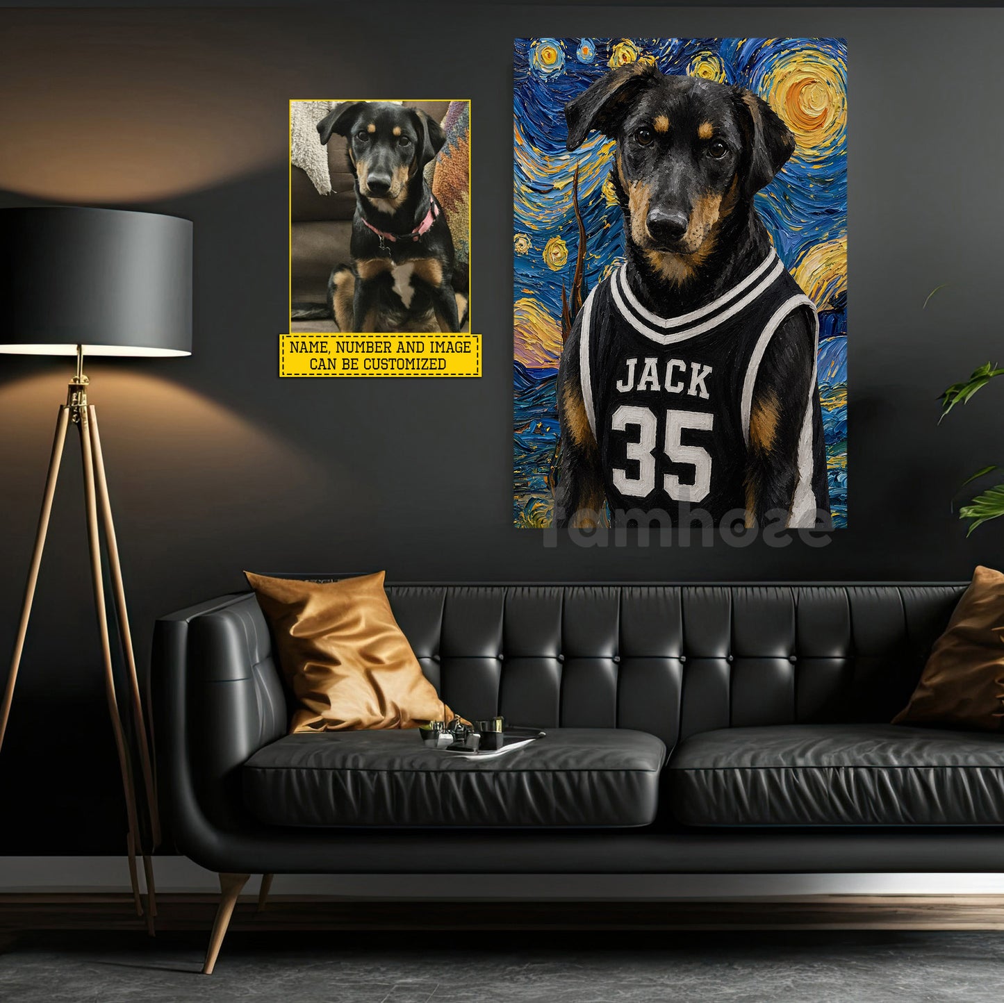 Personalized Basketball Dog Canvas Painting, Your MVP Has Four Paws, Starry Night Wall Art Decor, Poster Gift For Dog Lover, Basketball Lover