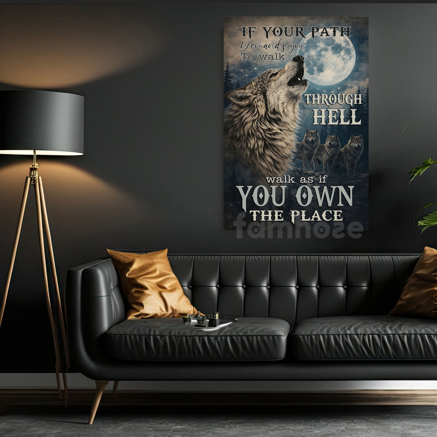 Motivational Quote Wolf Canvas Painting, If Your Path Demands You To Walk Wall Art Decor, Poster Gift For Wolf Lover