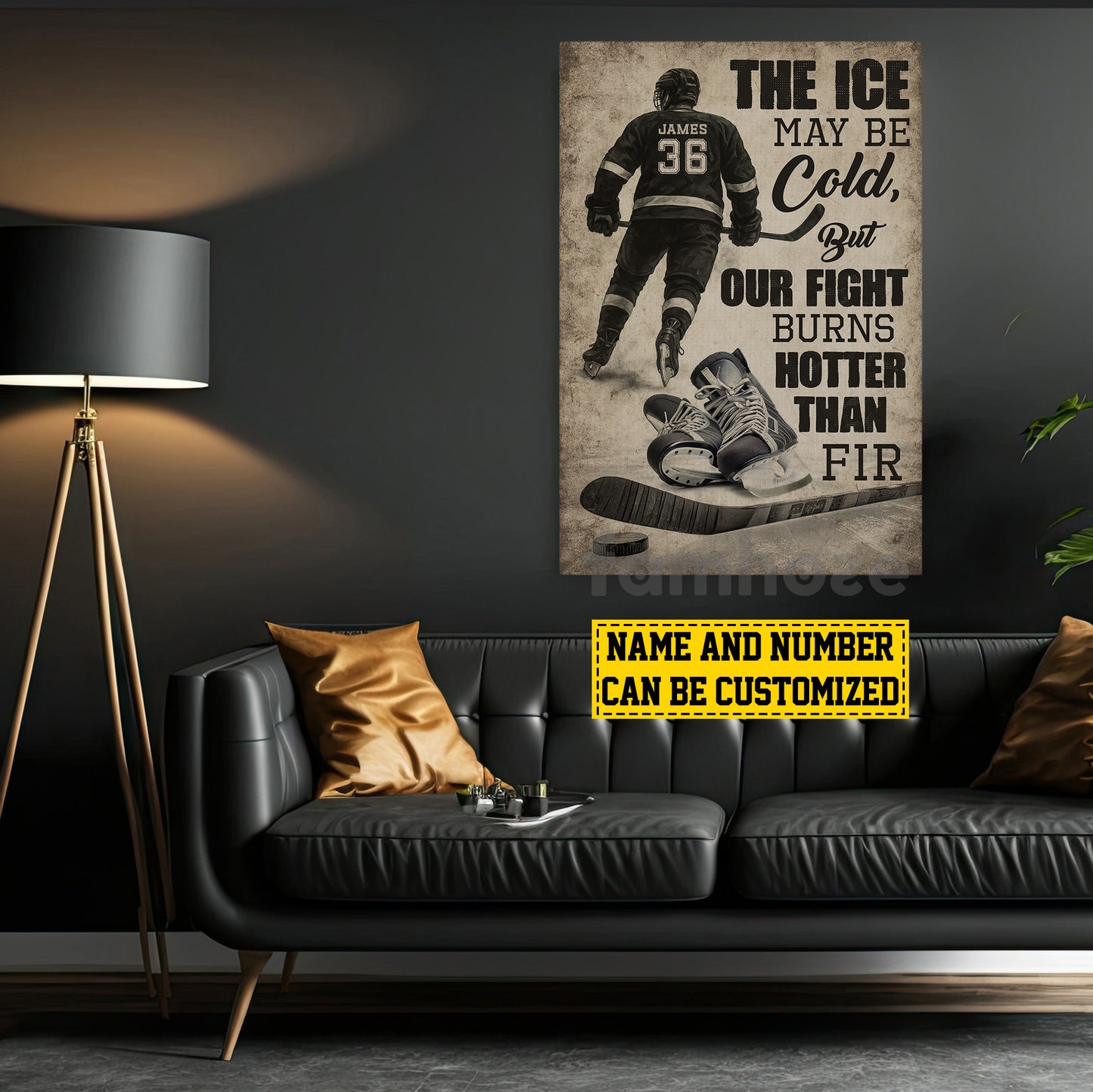Motivational Personalized Hockey Man Canvas Painting, The Ice May Be Cold Sport Wall Art Decor, Poster Gift For Hockey Lovers