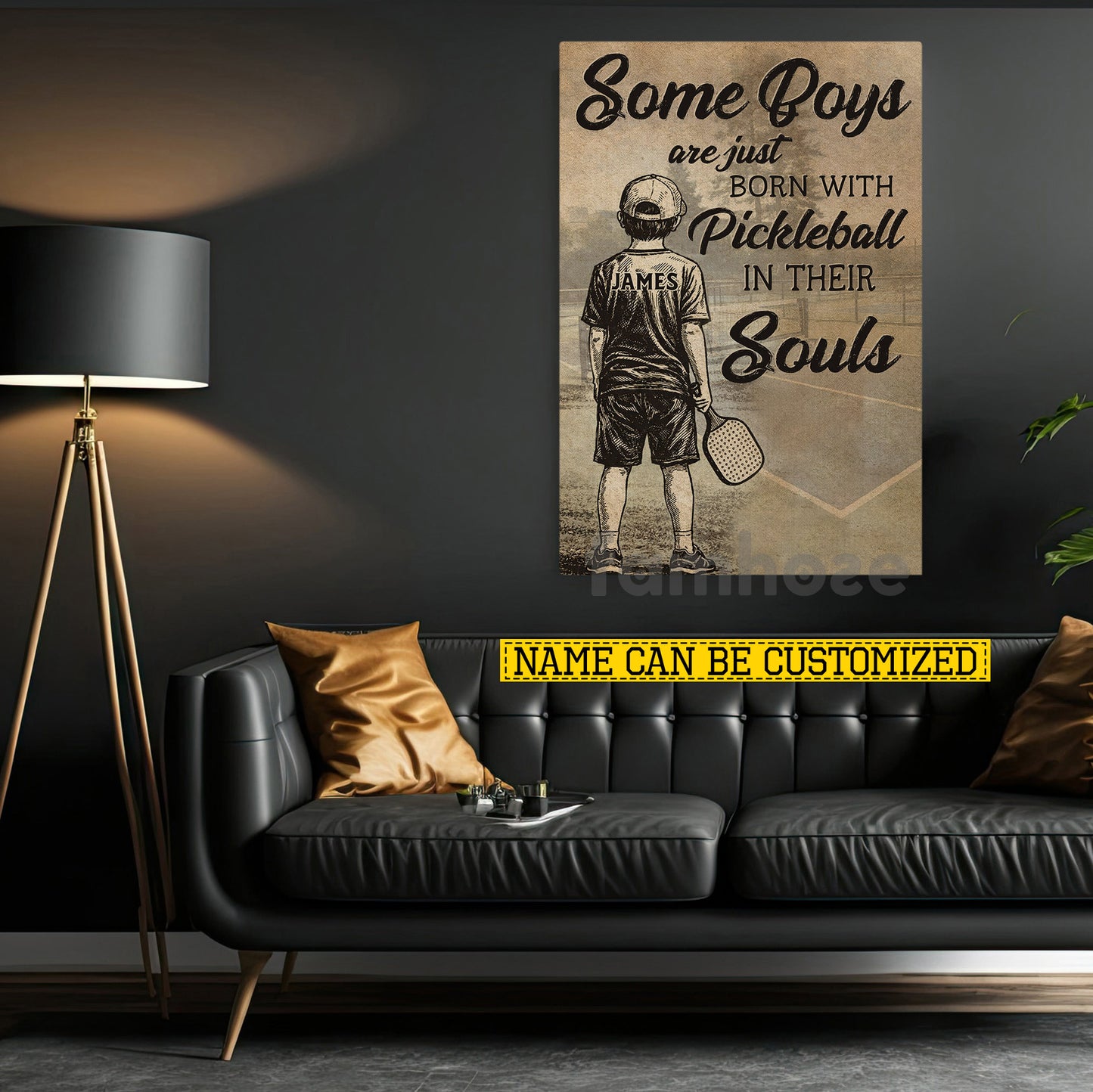 Personalized Pickleball Boy Kid Canvas Painting, Some Boys Are Just Born With Pickleball In Their Souls Sport Wall Art Decor, Poster Gift For Pickleball Lover