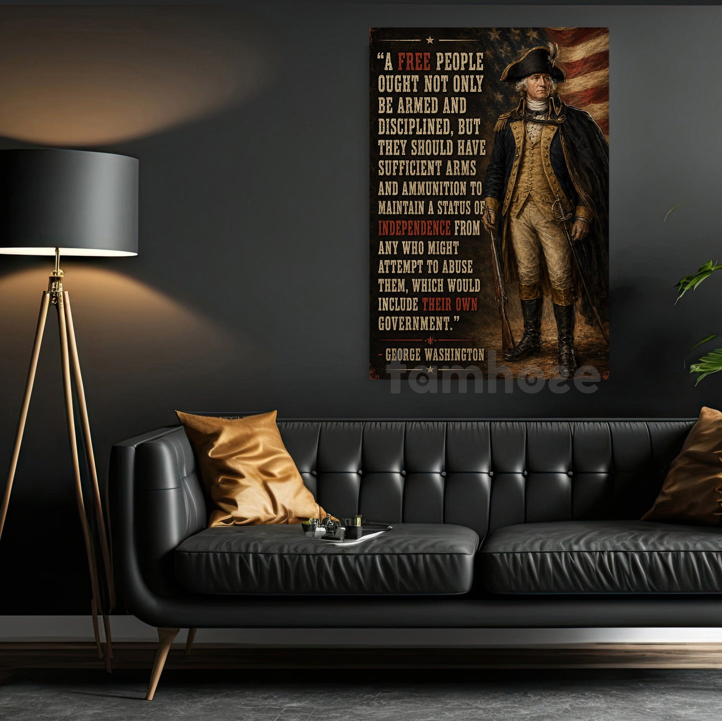 July 4th George Washington Canvas Painting, A Free People Ought Not Only Be Armed And Disciplined Wall Art Decor, Poster Independence Day Gift For American Lover