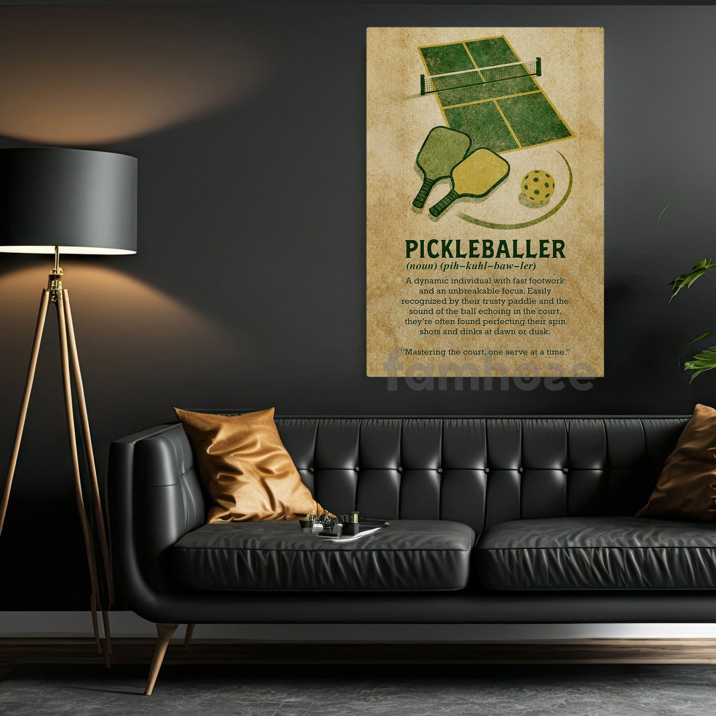 Pickleball Canvas Painting, Pickleball Court Illustration Sport Wall Art Decor, Poster Gift For Pickleball Lover