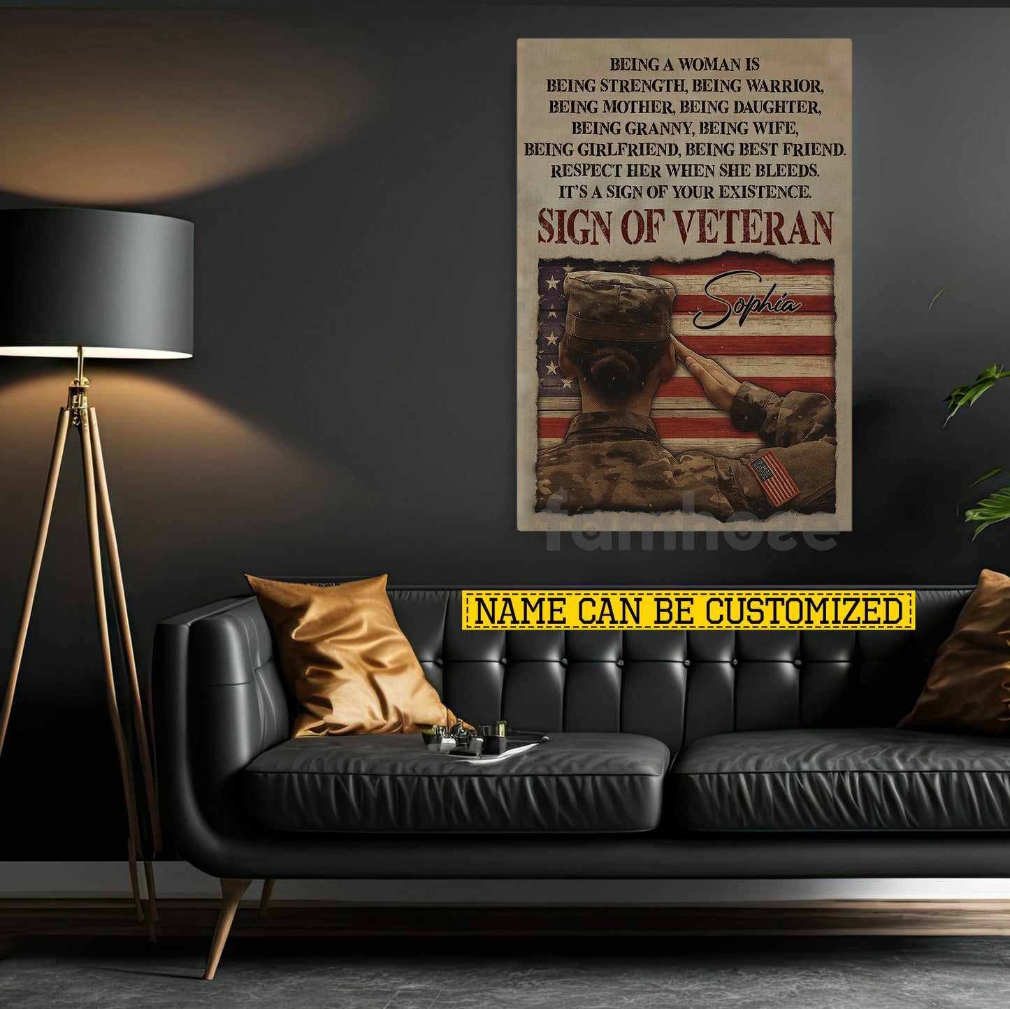 Personalized Veterans Women Canvas Painting, Sign Of Veteran Wall Art Decor, Poster Gift For Women Former Soldiers