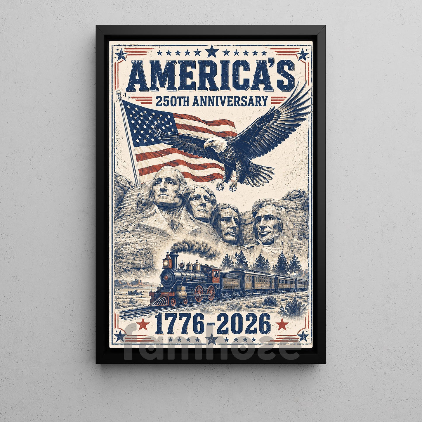 July 4th USA 250 Anniversary Canvas Painting, 250 Years Of American Strength Wall Art Decor, Poster Independence Day Gift For American Lover