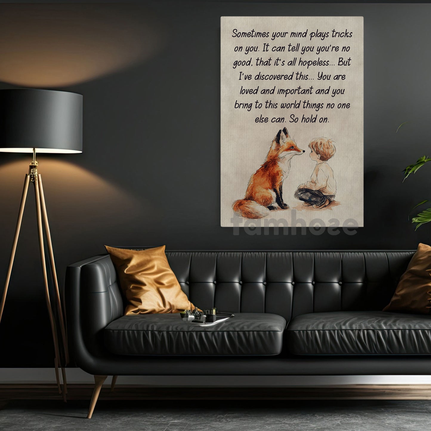 Quote Boy And Fox Canvas Painting, Sometimes Your Mind Plays Tricks On You Wall Art Decor, Inspirational Quotes Poster Gift To Decor House Or Office