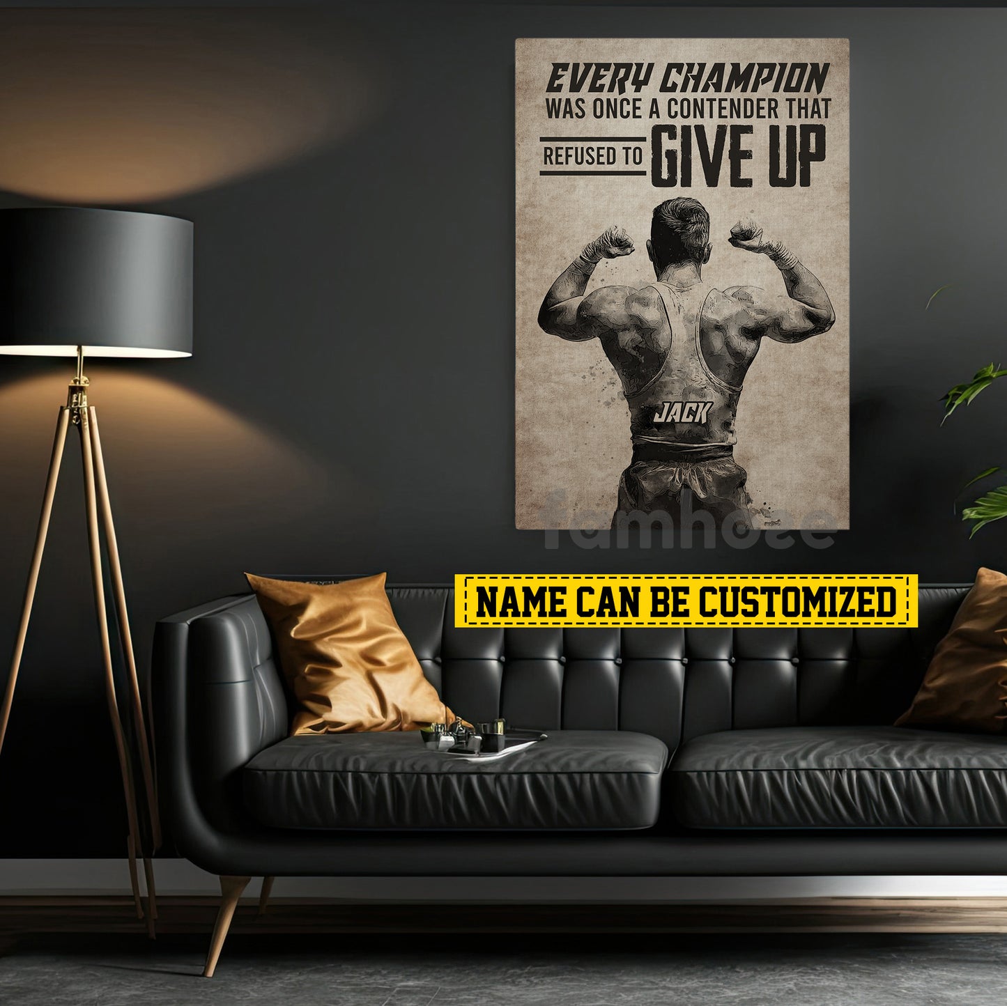 Motivational Personalized Wrestling Man Canvas Painting, Every Champion Refused To Give Up Wall Art Decor, Poster Gift For Wrestler