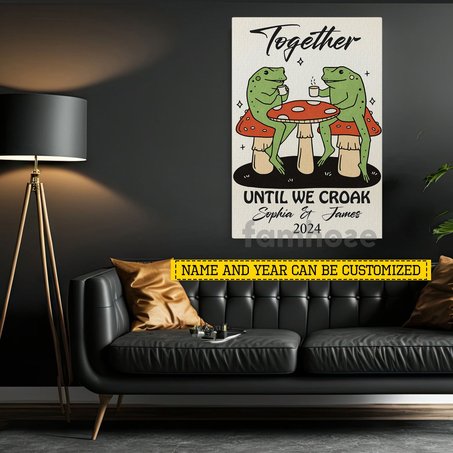 Funny Personalized Couple Love Frog Canvas Painting, Together Until We Croak Wall Art Decor, Poster Gift For Couple