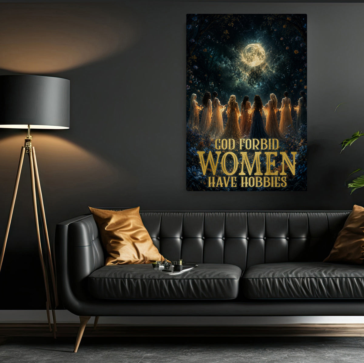 Halloween Feminine Canvas Painting, God Forbid Women Have Hobbies Wall Art Decor, Spooky Season Poster Gift