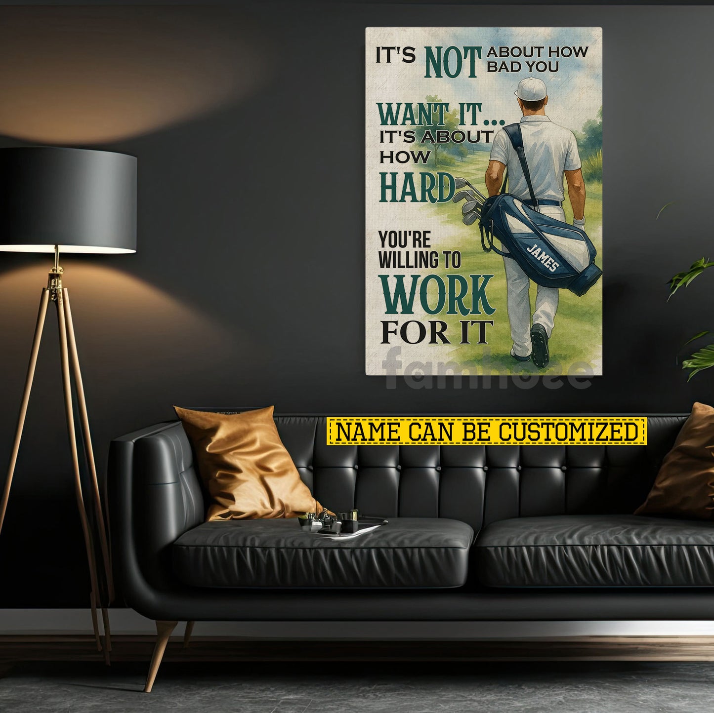 Personalized Golf Man Canvas Painting, You're Willing To Work For It Sport Wall Art Decor, Poster Gift For Golf Lover