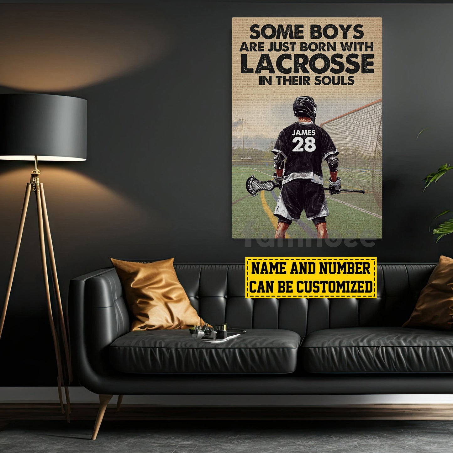 Personalized Lacrosse Boy Canvas Painting, Some Boys Are Just Born With Lacrosse In Their Souls Sports Wall Art Decor, Poster Gift For Lacrosse Lovers