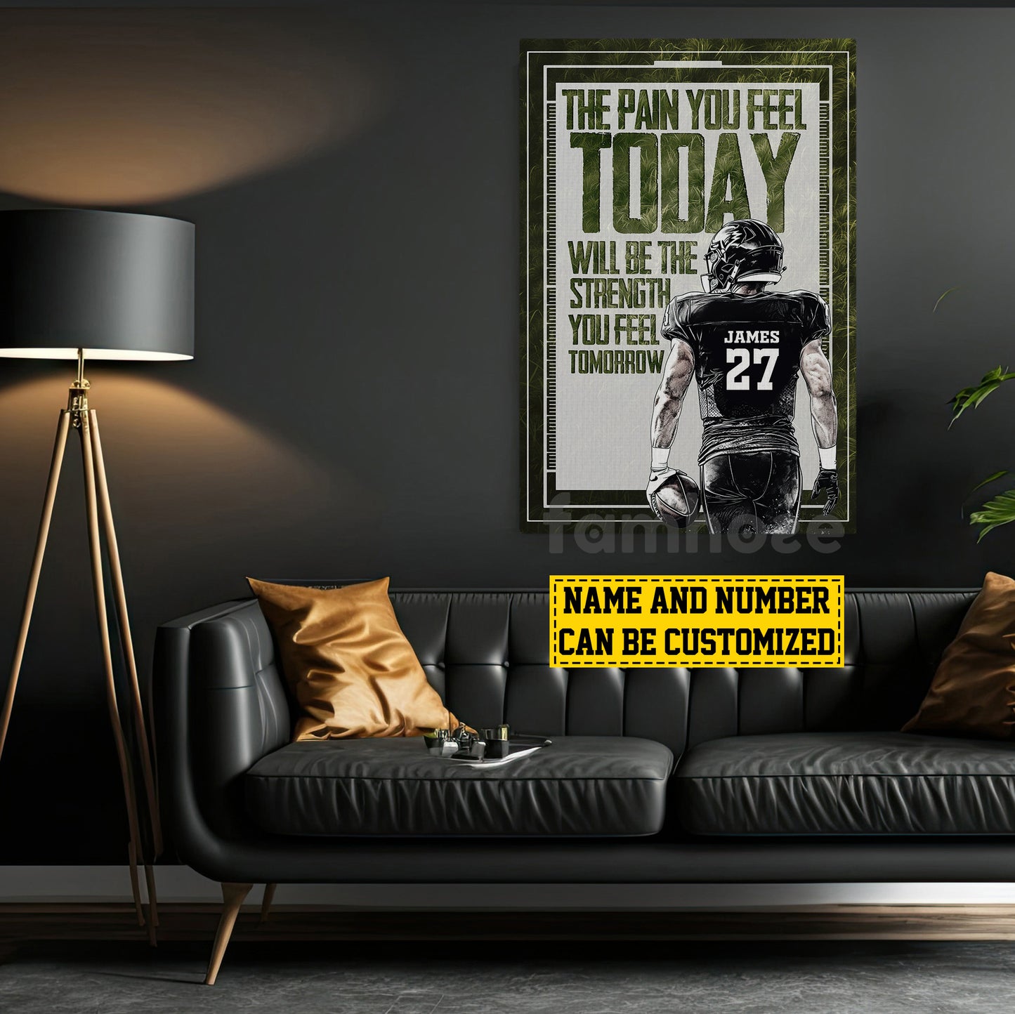 Personalized Football Man Canvas Painting, The Pain You Feel Today Sports Wall Art Decor, Poster Gift For Football Lovers