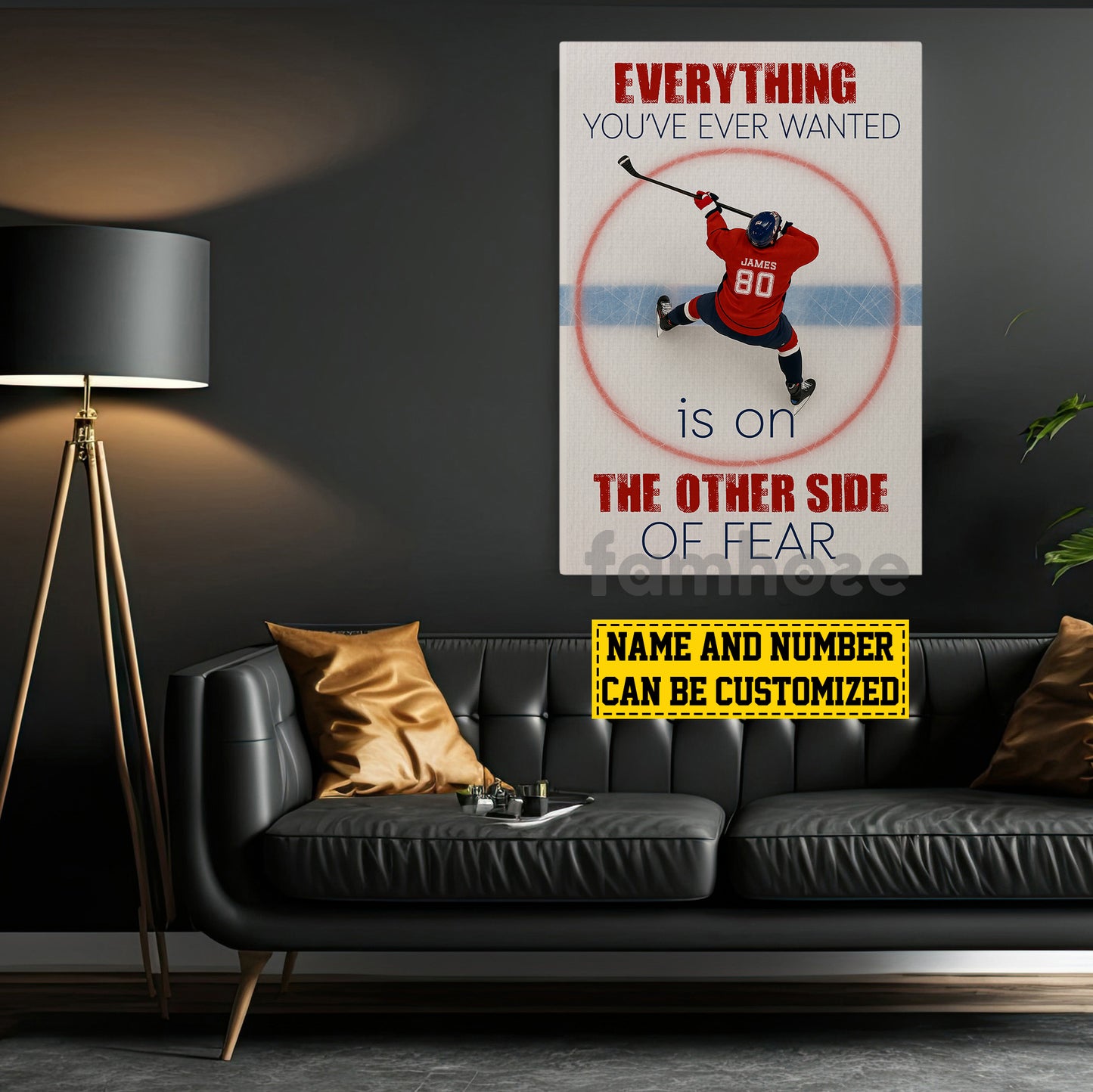 Motivational Personalized Hockey Man Canvas Painting, Everything You've Wanted Sport Wall Art Decor, Poster Gift For Hockey Lovers