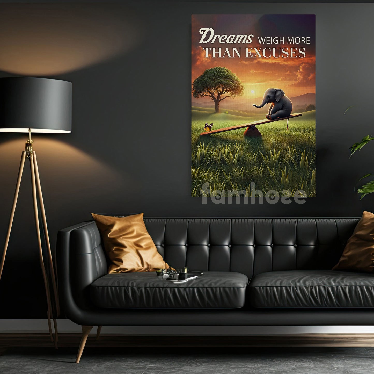 Dreams Weigh More Than Excuses Motivational Canvas Painting, Inspirational Quotes Wall Art Decor, Poster Gift for Decoring Office, Living Room, or Workspace