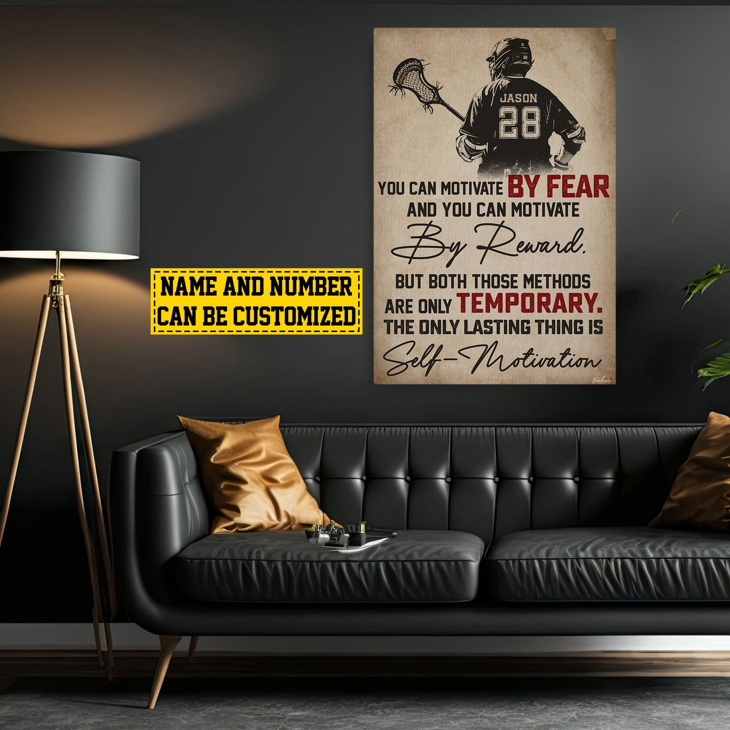 Personalized Lacrosse Canvas Painting, Self Motivation, Sports Quotes Wall Art Decor, Poster Gift For Lacrosse Lovers, Lacrosse Boys