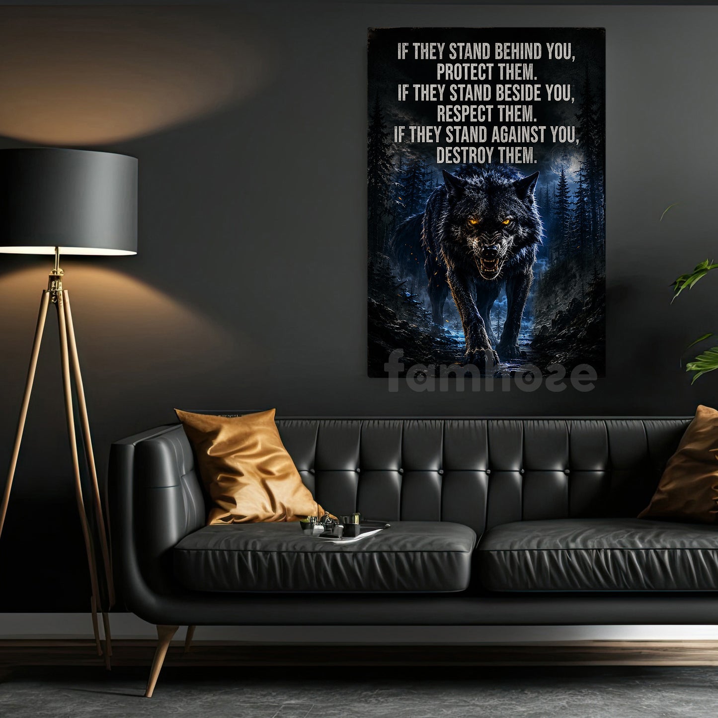 Wolf Canvas Painting, If They Stand Behind You Protect Them Wall Art Decor, Poster Gift For Wolf Lover