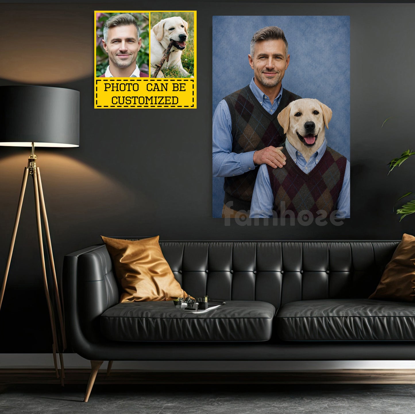 Funny Personalized Dog Owner Canvas Painting, The Perfect Pair Portrait Wall Art Decor, Poster Gift For Dog Lovers