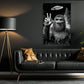 Funny Bigfoot UFO Illustration Canvas Painting, Sasquatch Alien Encounter Wall Art Decor, Poster Gift For Bigfoot Lover